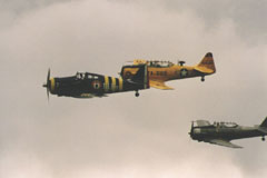 Crazy T-6, notice the leading one, modified into a Hellcat for the need of a movie.(791x550 / 42Ko)